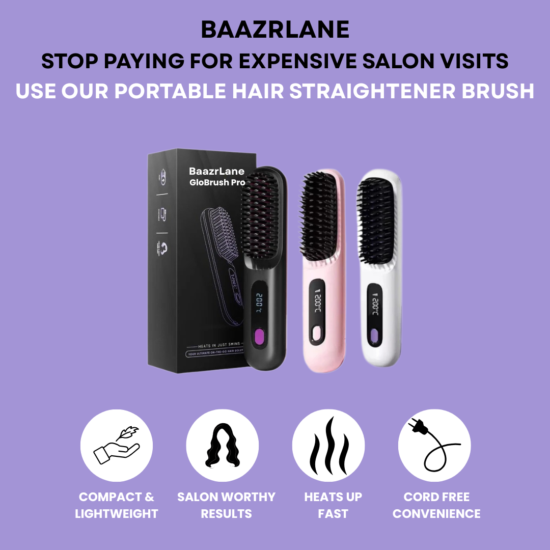 GloBrush Pro Portable Hair Straightener Brush