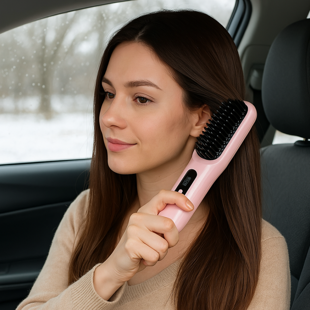 GloBrush Pro Portable Hair Straightener Brush